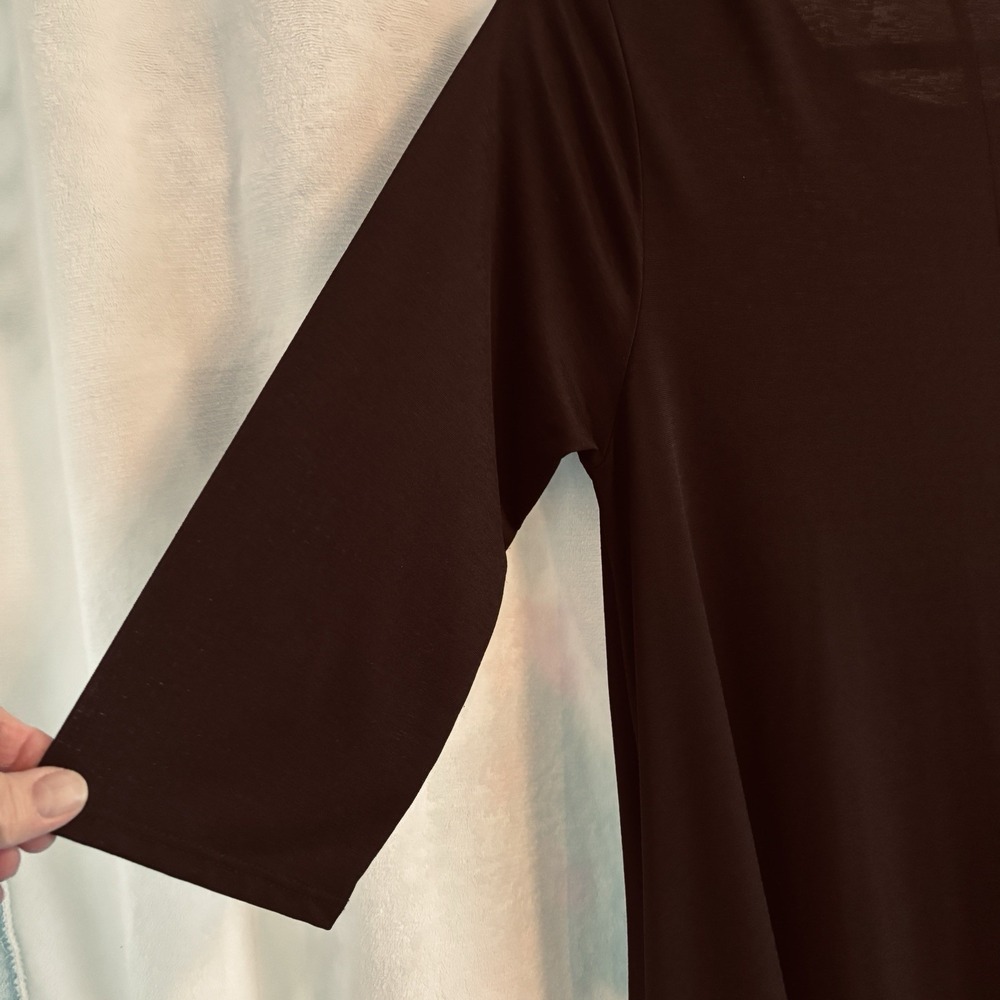 L&B Lucky Blessed tent swing dress SMALL Black Knit Pocket Dress stretch 3/4 - Picture 7 of 9